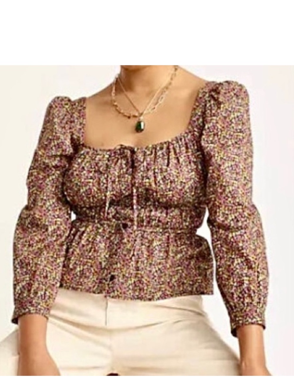 J. Crew X Liberty Cinched Waist Top Women’s Size 24 Floral Bavarian Milk Maid